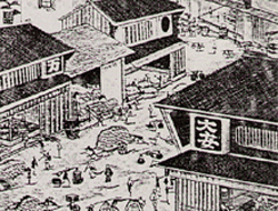 画像：明治25年当時の神田多町の青物市場（青果市場）