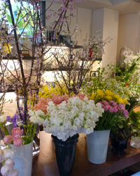 画像：店内を飾る花々